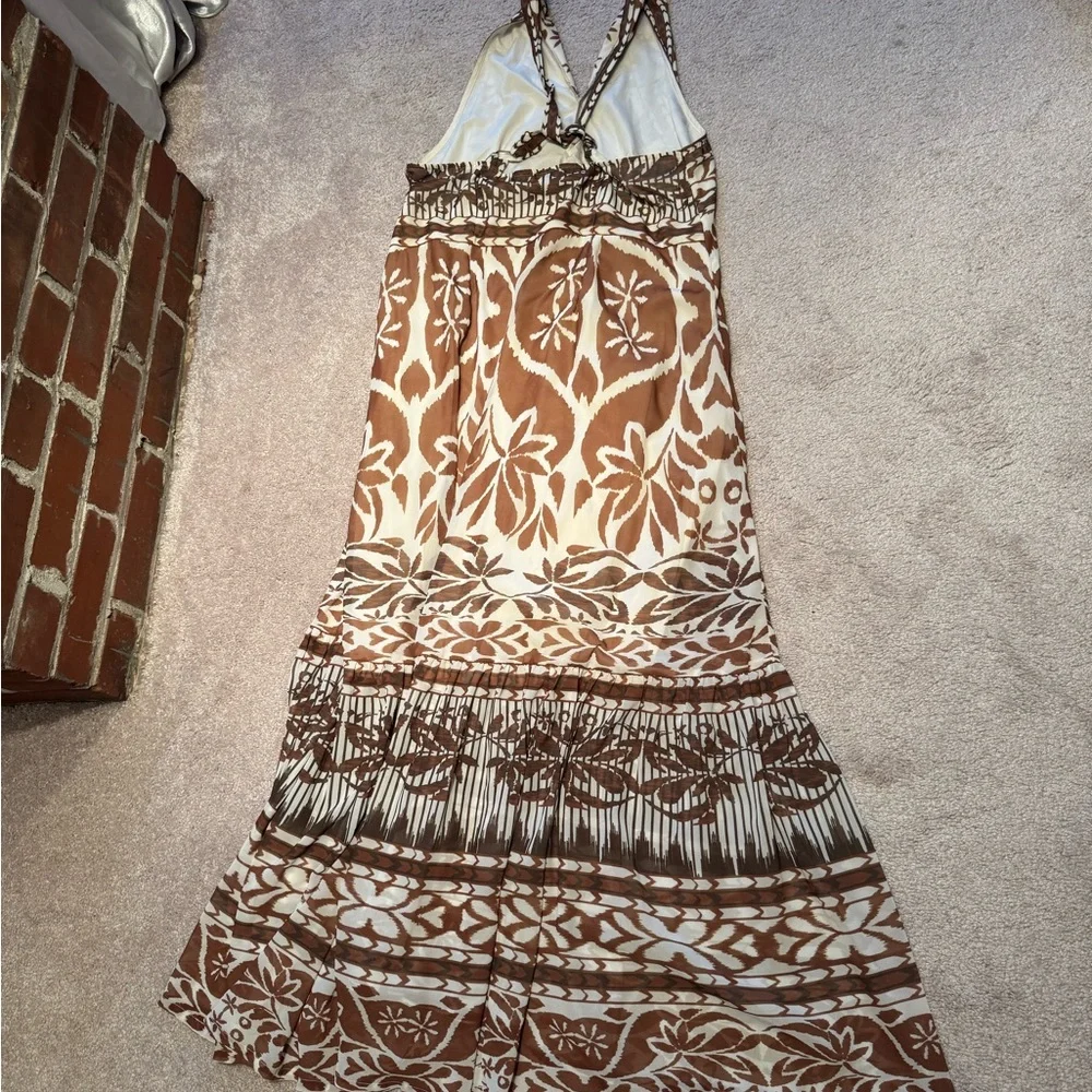 Anthropologie Vineet Bahl Chic Floral Brown Maxi Dress
